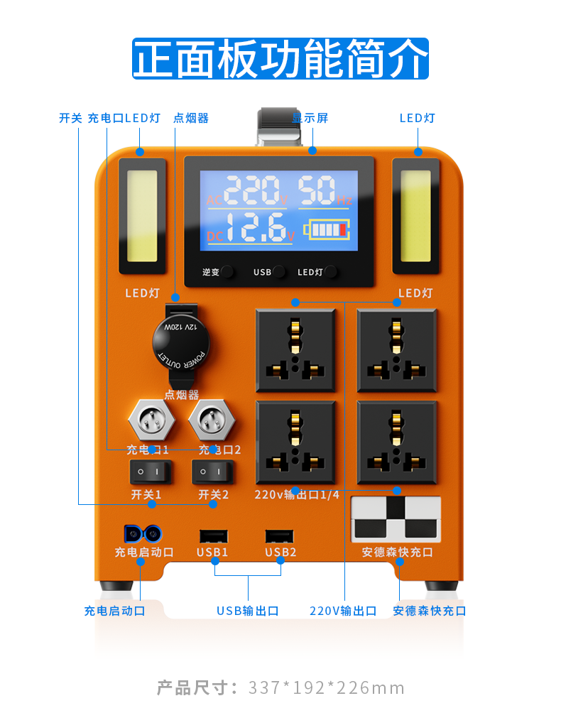 3000W large capacity 220V household oxygen generator mobile power outdoor live RV 12V car charger